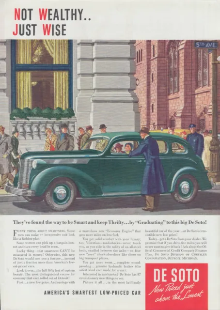 No wealthy - Just wise De Soto 4-door sedan ad 1937 T