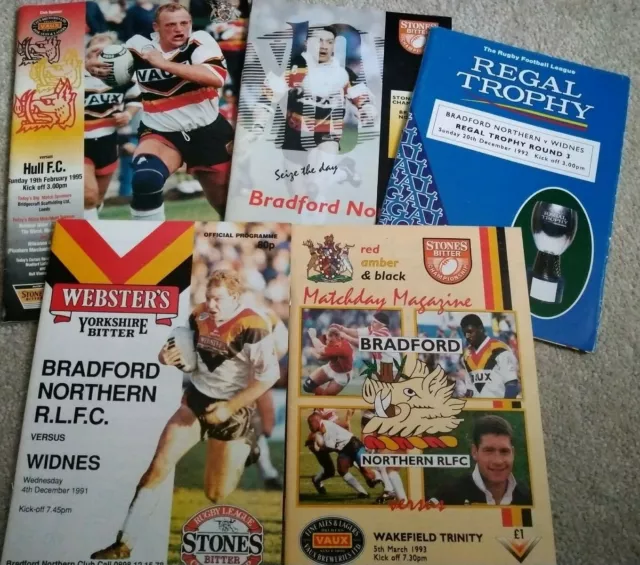 Bradford Rugby League Programmes Bundle 1991 1992 1993 1995 Widnes Hull Salford