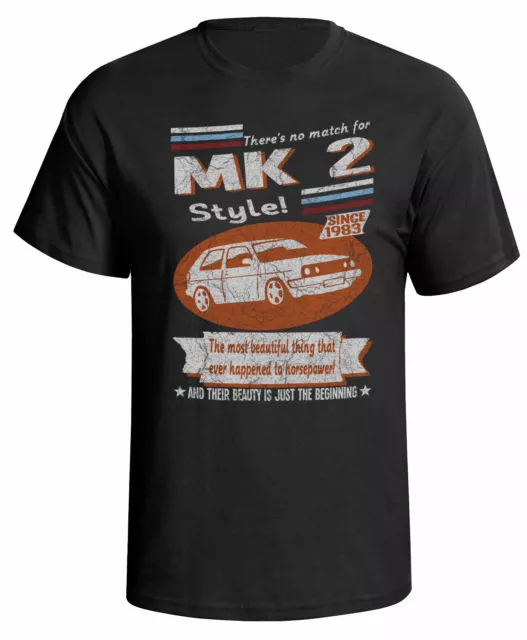 Golf MK2 since 1983 Retro-Stil Herren Bio Baumwolle T-Shirt Auto Geschenk Geschenk Öko