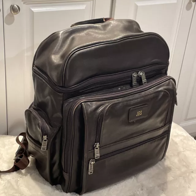 $750 TUMI Alpha (9640BN3) Brown Brief Pack Backpack Leather, MINT