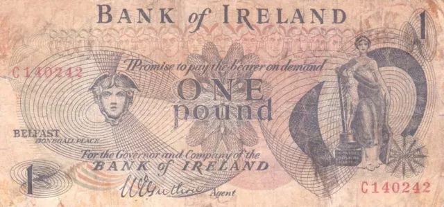 #Bank of Northern Ireland 1 Pound 1967 P-56 AF Hibernia