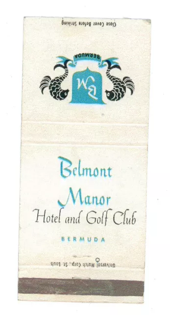 Belmont Manor Hotel And Golf Club Bermuda Matchbox Label Anni '50 America