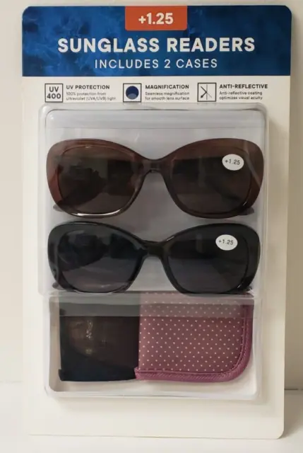 Gafas de sol bifocales 2 piezas 400 UV Protect Gafas de sol Piscina Playa Lectores 1.25 Nueva Caja T6