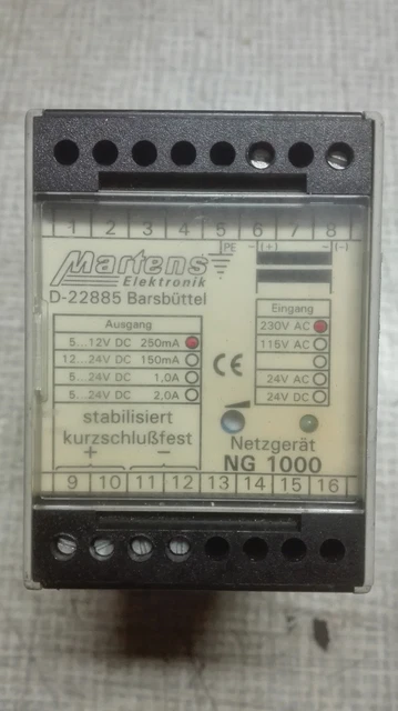 MARTENS ELEKTRONIK NG1000 5-12VDC 250mA /#F M1CP 4930 power supply