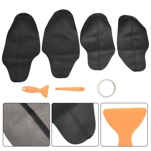 Lot De 2 Housses Accoudoir Voiture - Tissu Stretch élastique - Taille ~35x13 Cm - Protection Anti-taches - Brun