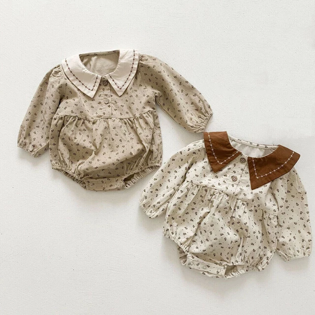 Toddler Baby Girl Floral Jumpsuit Infant Corduroy Romper Bodysuit Outfit Clothes