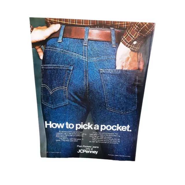 1981 JCPenney Plain Pockets Jeans Original Print Ad Vintage