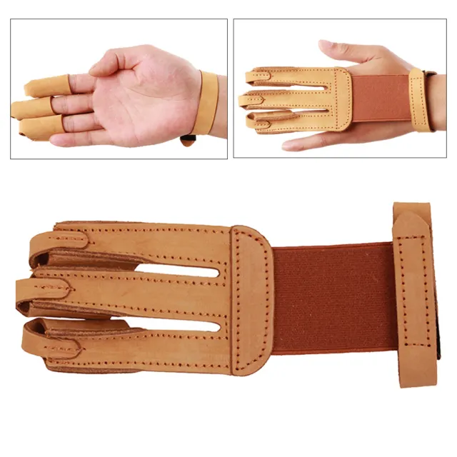 Leder Schießhandschuh, Bogenhandschuh Bogensport 3-Finger Handschuh