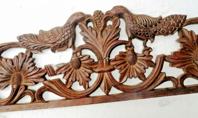 Antique Rose Wood bird design Carved Pediment side table ornament Decor damage