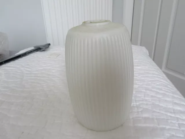 mid century  ribbed white opaque glass light lamp shade retro vintage