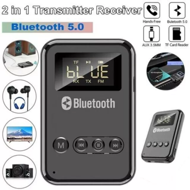 Receptor Bluetooth 5.0 para Coche  2 En 1 Adaptador Bluetooth Inalámbrico  Audio Portátil para Auto