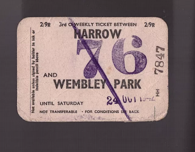 Metropolitan & Great Central 3rd Class Weekly Ticket Harrow & Wembley Park 1942