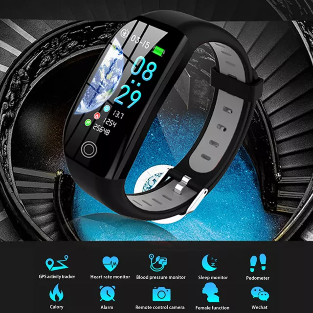 IP68 Smartwatch Fitness Armbanduhr Schrittzähler Smart Amrband Pulsuhr Blutdruck