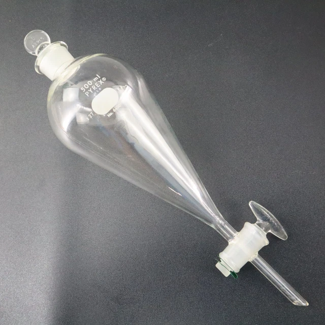 Pyrex Separatory Funnel 500 ml Corning Glass Works 1979