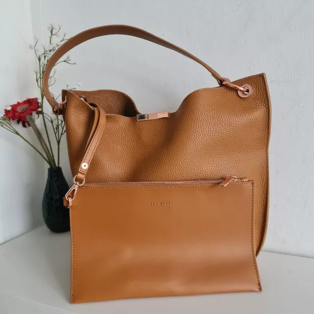 TED BAKER LEATHER Candiee Shoulder Bag Large Hobo Shopper Tan Brown Tote Bag 65.00 PicClick UK