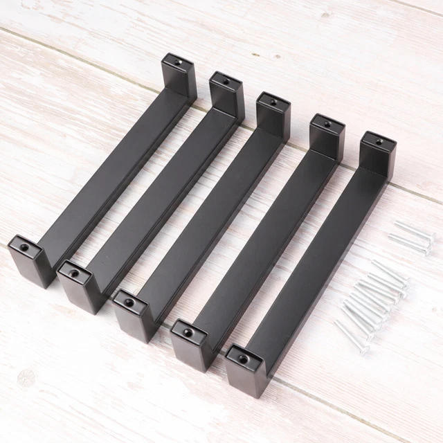 5 Pcs Matte Black Door Handle Square Cabinet Pulls Drawer Kitchen