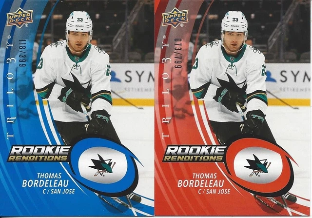 Thomas Bordeleau 2022-23 Ud Trilogy Rookie Renditions Blue (/399) + Red (/799)!!