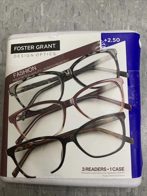 Design Optics By FG Women's Full Frame Reading Glasses Kiersey/Square-3 Pk +2.50