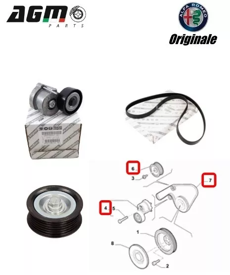 Set Courroie de plein Air Tendeur Palier Original Alfa Giulietta Stelvio 2,2