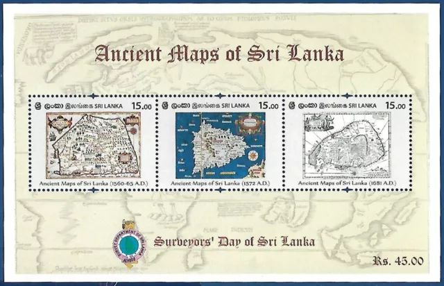 SRI LANKA MNH 2020 MS ANCIENT MAPS OF SRI LANKA ISLAND TRADE SURBEYOR's COAST