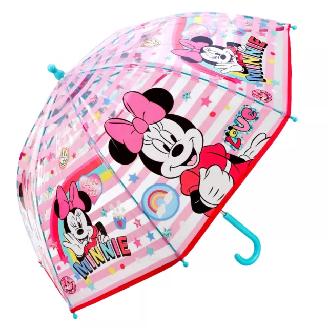 Minnie Mouse 'Love' Umbrella Childrens Character Folding Kids Girls POE Dome