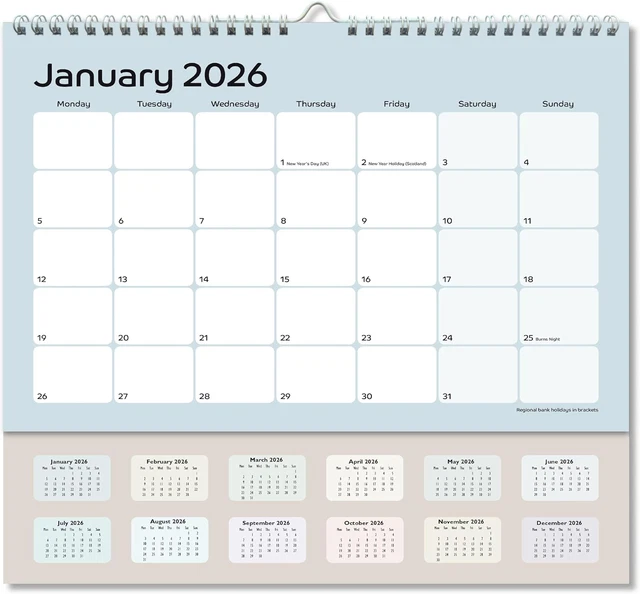 2026 CALENDAR UK Calendar 2026 UK A4 One Month to View Wall Calendar £9