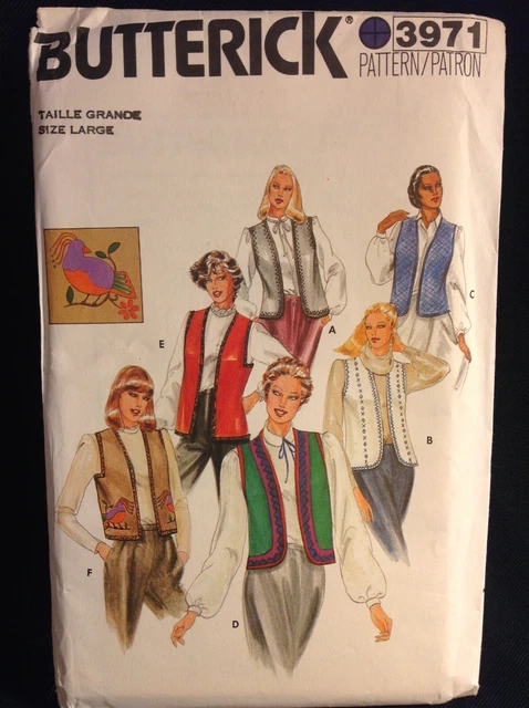 Pattern Butterick 3971, misses’ vest with transfer, crafty, large