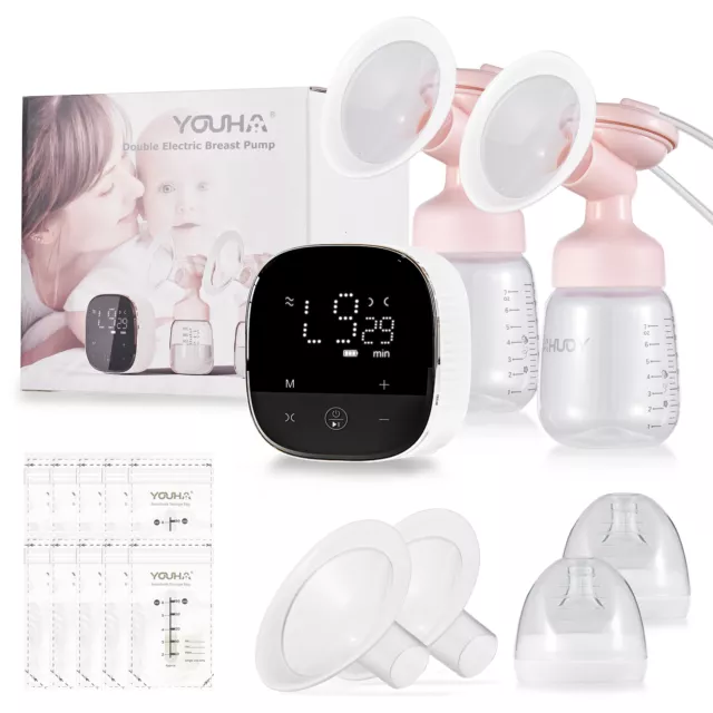 Double Electric Breast Pump YOUHA 3 Modes & 10 Levels LED Display Hands Free New