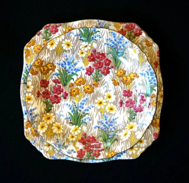 Beautiful Royal Winton Grimwades Chintz Marguerite Gold Trio 4