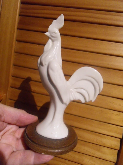 Vintage statue porcelaine saxe capodimonte N couronné Coq Rooster signé Franco