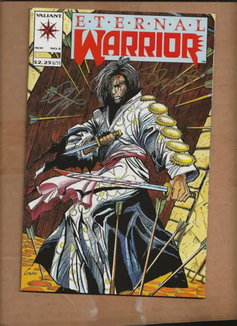 Eternal Warrior #4 Double Autograph Jim Shooter Bob Layton Valiant Bloodshot 1St
