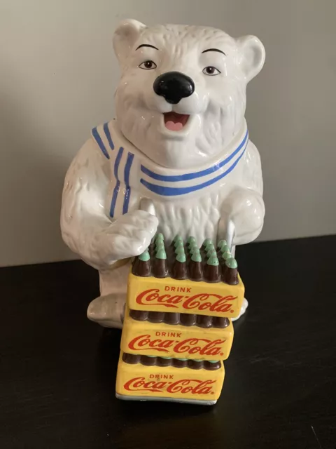 Vintage Gibson Coca Cola Polar Bear Delivery Ceramic Cookie Jar - 2001