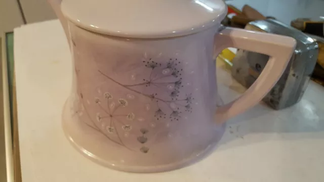 Portmeirion Dawn Tea coffee pot julie Ingham Britain lavender pink porcelain