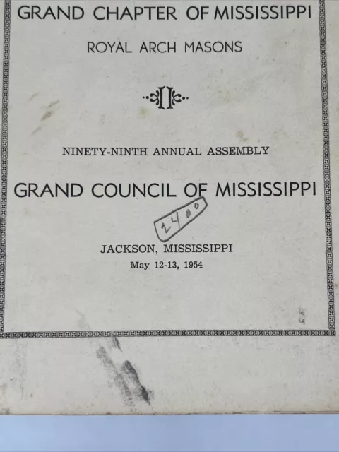 Jackson Mississippi 1954 Masonic 106th Convocation Grand Chapter Of Mississippi 3