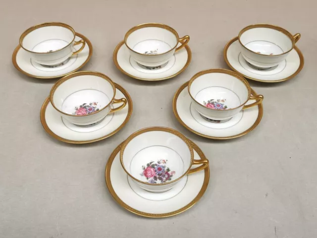Beau Service à Thé / Café  6 tasses porcelaine de LIMOGES HAVILAND . Puget ALGER