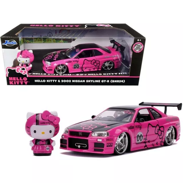 Jada Toys Hello Kitty Nissan Skyline GT-R (Bnr34) Drift Power Slide Elite  R/C, USB Charging, with 4 Extra Tires, Pink : : Toys