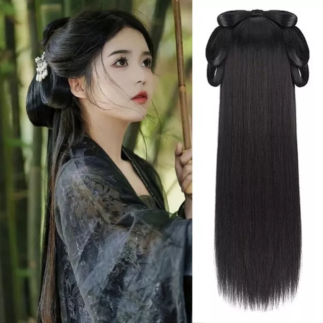Antique Women Hanfu Wigs Headdress Hanfu Wig Headband Lazy Costume Wig