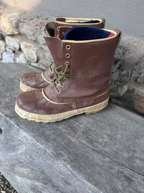 MENS SNOW PAC Boots Weather Rite Leather Wool Duck Insulated Sz 12