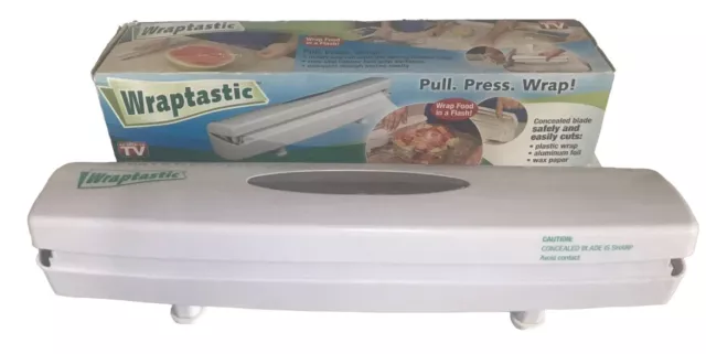 Wraptastic Dispenser Pull Press Wrap Food Paper Plastic Foil As Seen On TV