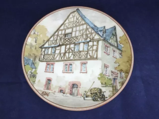 Karl Bedal Display Cabinet Plate German Half Timbered House Scene Moselhaus.