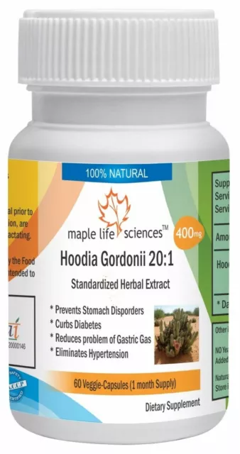 Hoodia Gordonii 20:1 Extract Capsules Suppresses Appetiie & Boosts energy level 3