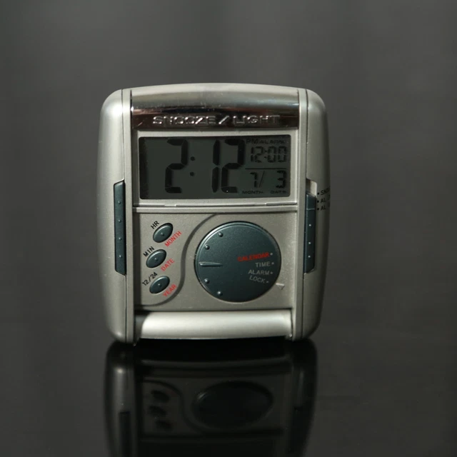 Seiko Travel Alarm Clock QHL-004S - Silver - Working Closable Digital LED