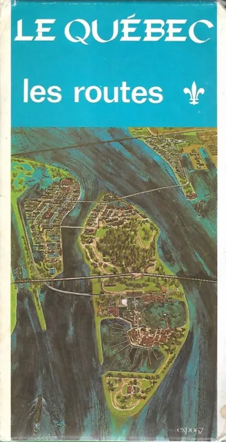 1967 QUEBEC Official Highway Road Map Montreal Expo Sherbrooke Trois-Rivières