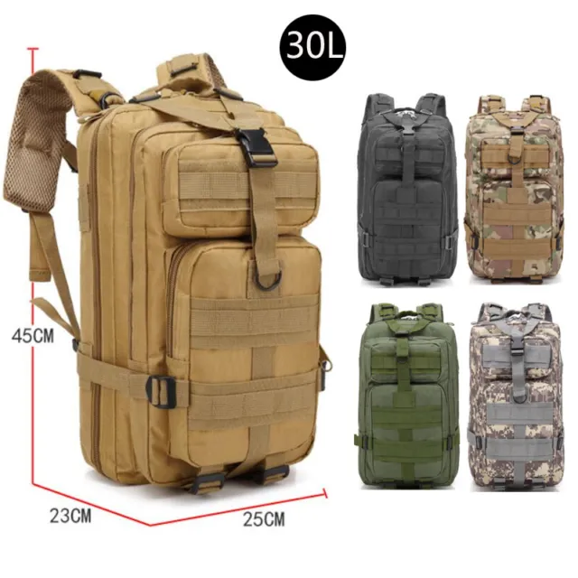 30L Outdoor Tactical Molle Backpack Military Rucksack Hiking Camping Travel Bag