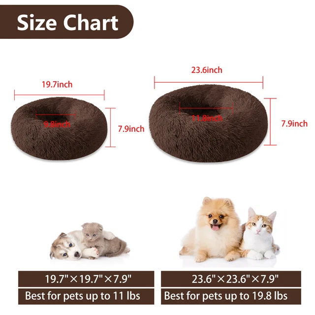 Donut Plush Pet Dog Cat Bed Fluffy Soft Warm Calming Bed Sleeping Kennel Nest 11