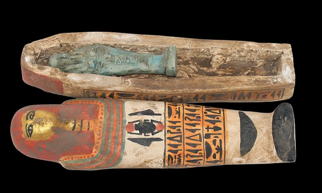 RARO ANTIGUO EGIPCIO ANTIGUO QUEEN Tumba de madera momificada Ushabti...