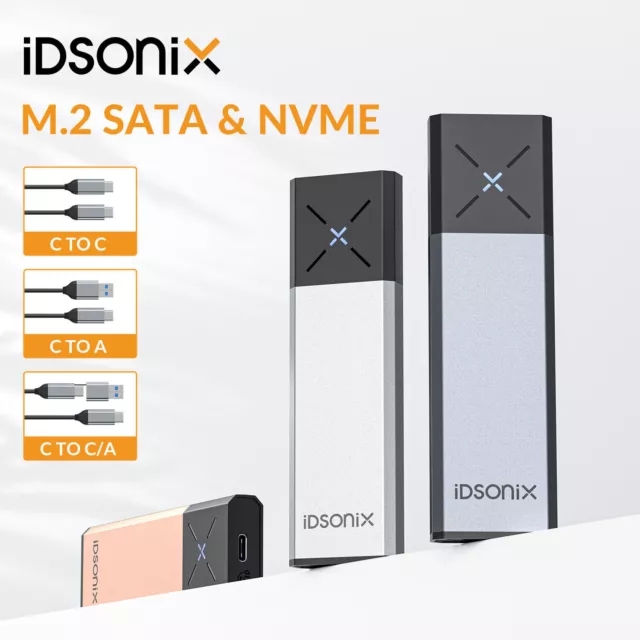 M.2 NVME NGFF SATA SSD to Type-C USB 3.2 Portable External Drive Enclosure Case