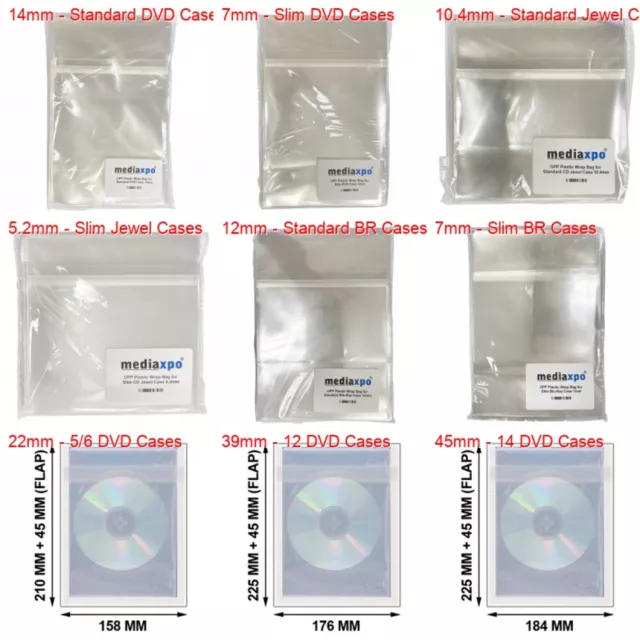 OPP Clear Resealable Plastic Wrap Bag CD, DVD, Blu-ray Cases (All Sizes) Lot