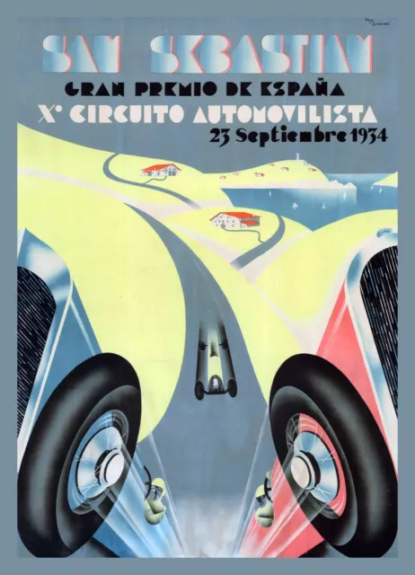 Decor POSTER.Office Home room Art Design.1934 San Sebastian car race.Spain.6895