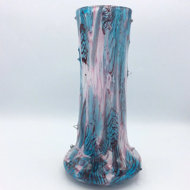 Grand Vase Soufflé Forme Goutte D'eau - Bleu à L'intérieur, Blanc Extérieur, Occasion